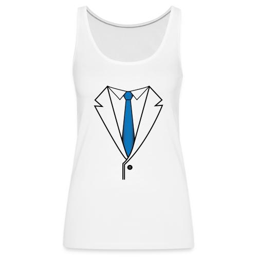 Suit with Blue Tie - Women's Premium Tank Top