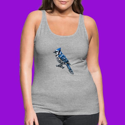 Silver Blue Jay on Perch + Flight Stages 2-print - Women's Premium Tank Top