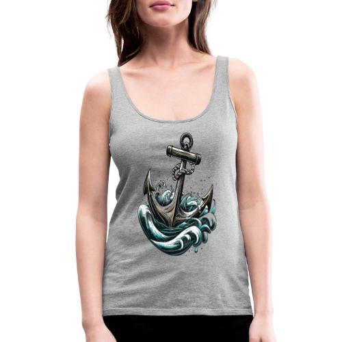Nautical Retro Ship Anchor - Women's Premium Tank Top