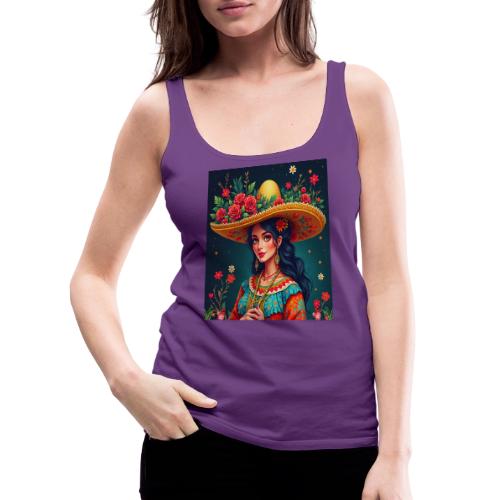 Mexican Design, Regional Mexican Charro Woman - Women's Premium Tank Top
