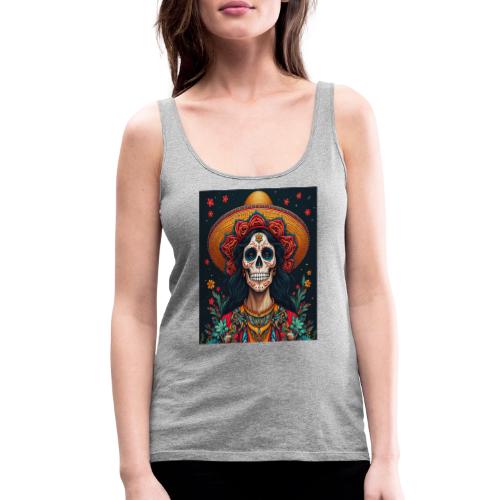Charra Skull Art | Traditional Mexican Design - Women's Premium Tank Top