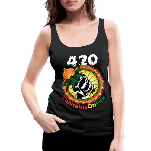 Whimsical 420 OnFire Time Weed Marijuana Design - Women's Premium Tank Top