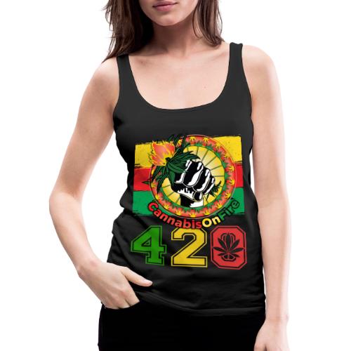 Antic 420 OnFire Herb Weed Marijuana Design - Women's Premium Tank Top