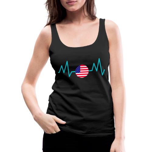 Heartbeat USA Flag – Patriotic American Pride Tee - Women's Premium Tank Top