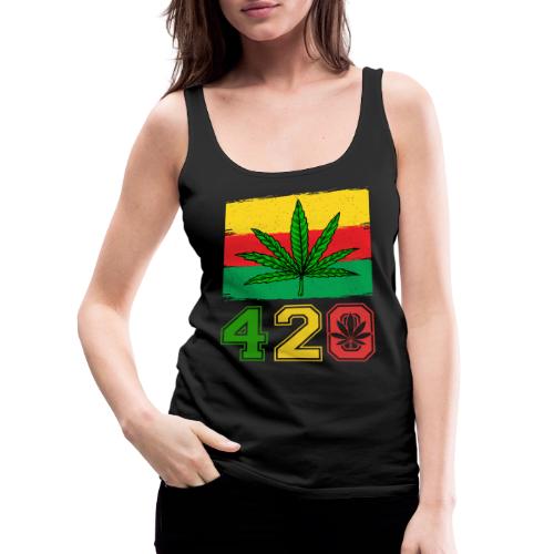 Farcical 420 Herb Flag Weed Marijuana Design - Women's Premium Tank Top