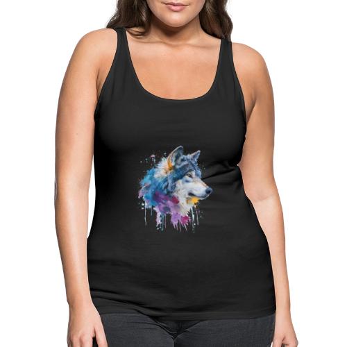 Splash-Art Wolf Head - Women's Premium Tank Top