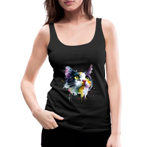 Cat: Painted Purr Expression - Women's Premium Tank Top