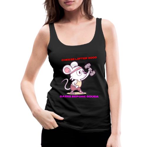 Cheese Lifter 3000 | Funny Gym Rat Mouse tshirt - Women's Premium Tank Top