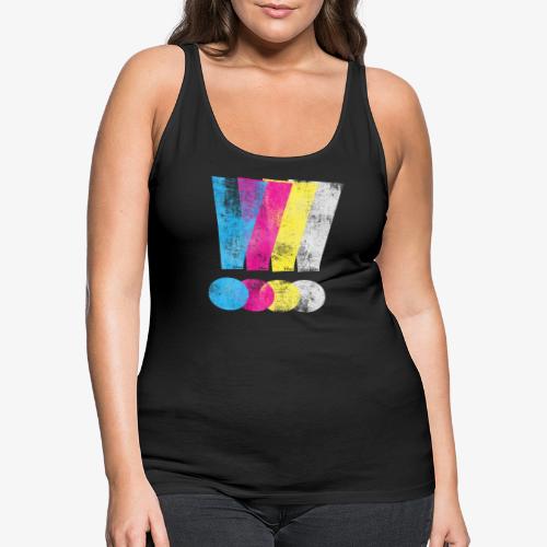 Large Distressed CMYK Exclamation Points - Women's Premium Tank Top