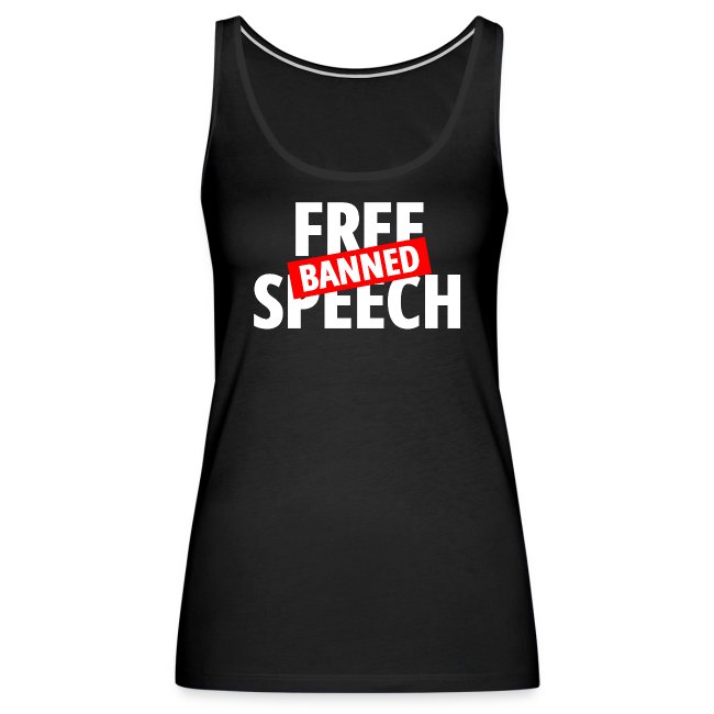 Free Speech Banned (White & Red on Black)