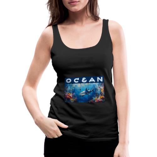 Ocean: Synthwave Shark - Women's Premium Tank Top