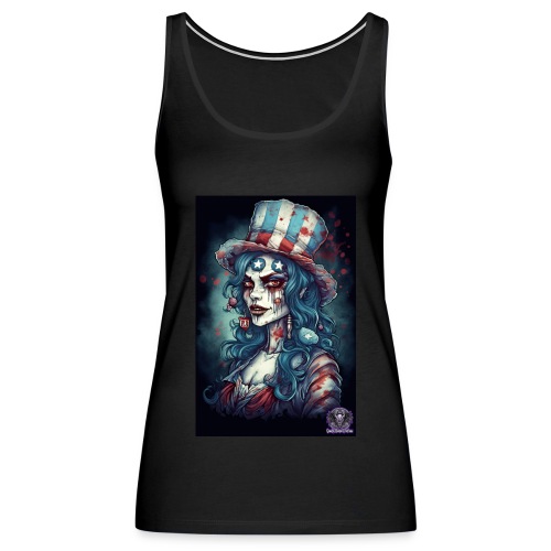 Patriotic Undead Zombie Caricature Girl #9A - Women's Premium Tank Top