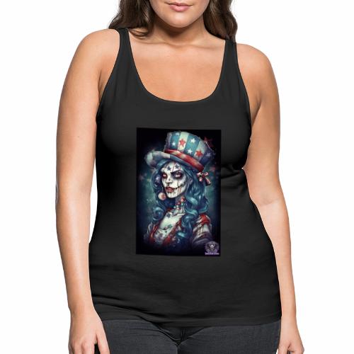 Patriotic Undead Zombie Caricature Girl #9C - Women's Premium Tank Top