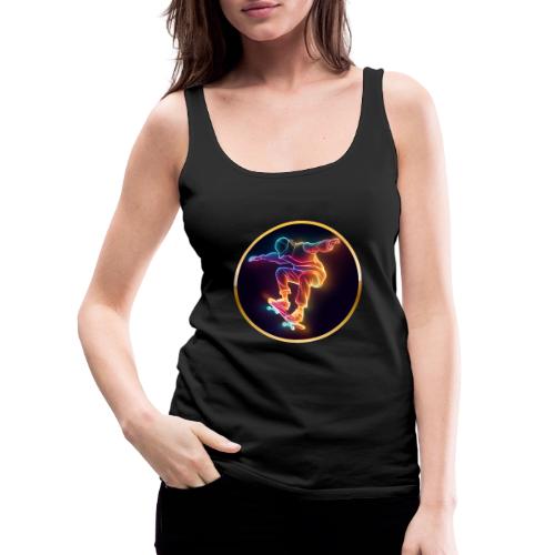 Skateboarding: Midnight Neon Skater - Women's Premium Tank Top