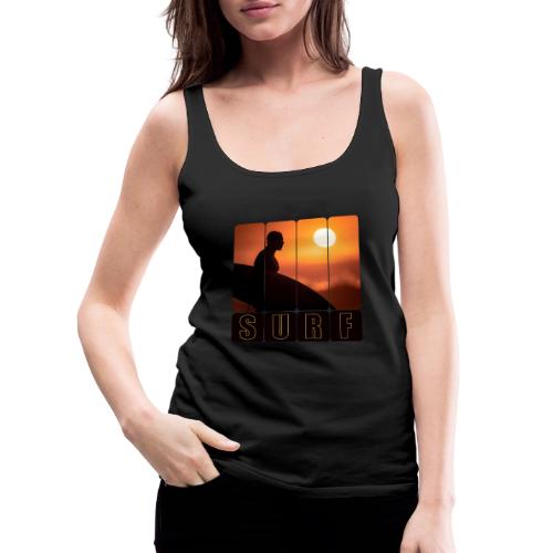 Surfing: Sunset Surf Panels - Women's Premium Tank Top