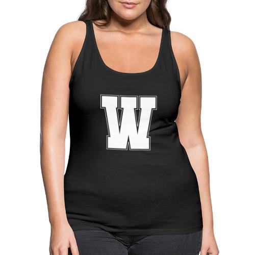 White Letter W – Varsity Alphabet Monogram - Women's Premium Tank Top