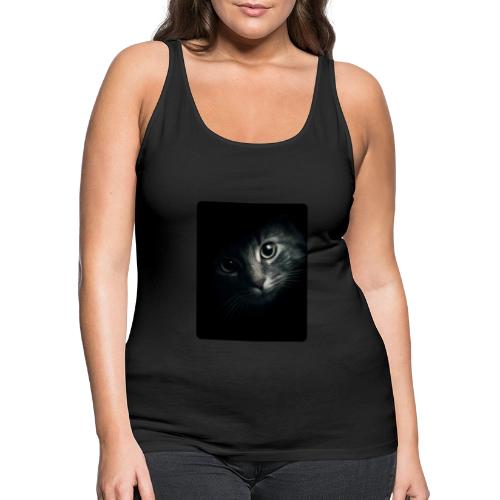 Cat Face in Shadow Close-Up Design - Women's Premium Tank Top