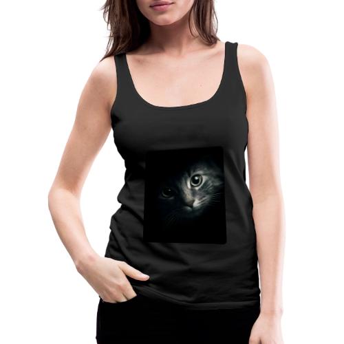 Cat Face in Shadow Close-Up Design - Women's Premium Tank Top