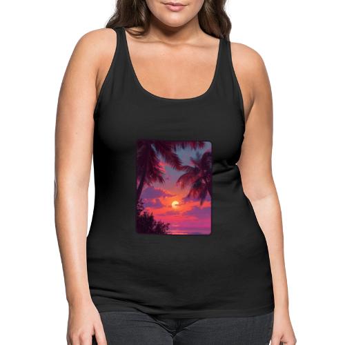 Tropical Sunset Palm Silhouette Design - Women's Premium Tank Top