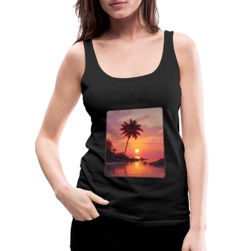 Tropical Beach Sunset Palm Design - Women's Premium Tank Top