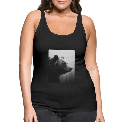 Grizzly Bear Black White Portrait Design - Women's Premium Tank Top