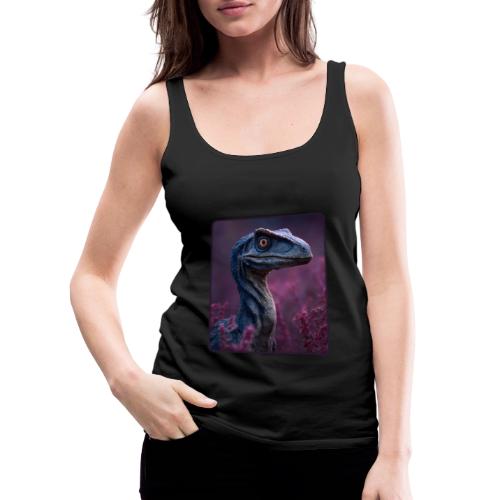 Blue Velociraptor Portrait Design - Women's Premium Tank Top