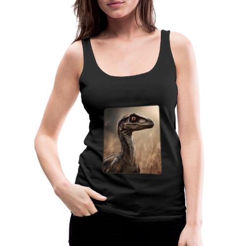 Velociraptor Feathered Portrait Design - Women's Premium Tank Top