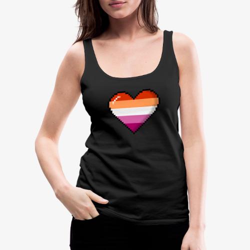 Lesbian Pride 8Bit Pixel Heart - Women's Premium Tank Top