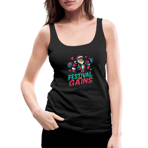 Festival of Gains Funny Gym Santa Christmas - Women's Premium Tank Top