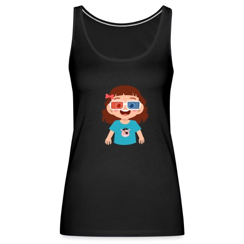 Girl red blue 3D glasses doing Vision Therapy - Women's Premium Tank Top