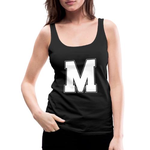 White Letter M – Varsity Alphabet Monogram - Women's Premium Tank Top