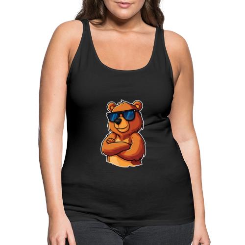 Cool Bear Sunglasses Cartoon Design - Women's Premium Tank Top