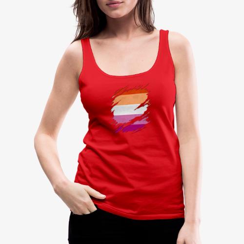 Lesbian Pride Flag Ripped Reveal - Women's Premium Tank Top