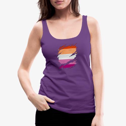 Lesbian Pride Flag Ripped Reveal - Women's Premium Tank Top