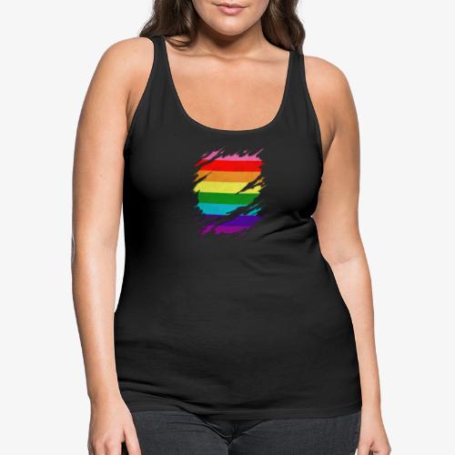 Original Gilbert Baker LGBT Gay Pride Flag Ripped - Women's Premium Tank Top
