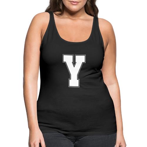 White Letter Y – Varsity Alphabet Monogram - Women's Premium Tank Top