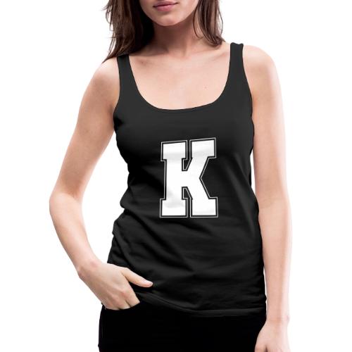 White Letter K – Varsity Alphabet Monogram - Women's Premium Tank Top