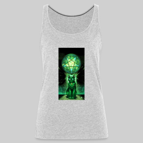 Green Satanic Cat and Pentagram Stained Glass - Women's Premium Tank Top