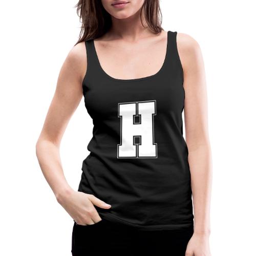 White Letter H – Varsity Alphabet Monogram - Women's Premium Tank Top