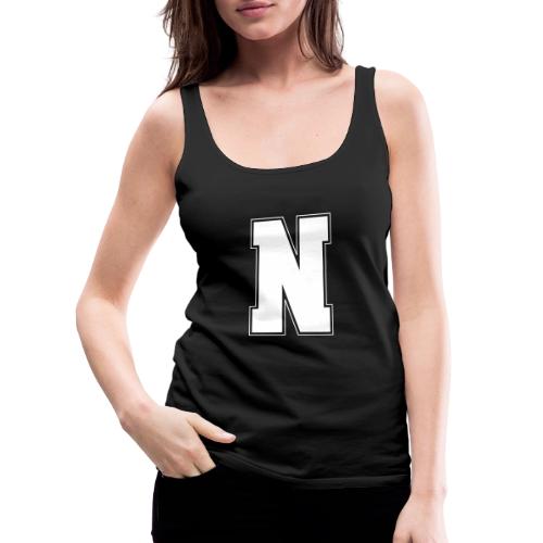 White Letter N – Varsity Alphabet Monogram - Women's Premium Tank Top
