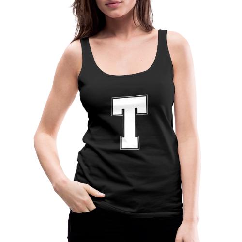 White Letter T – Varsity Alphabet Monogram - Women's Premium Tank Top