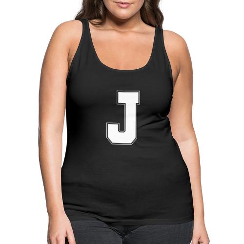 White Letter J – Varsity Alphabet Monogram - Women's Premium Tank Top
