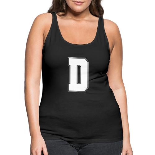 White Letter D – Varsity Alphabet Monogram - Women's Premium Tank Top
