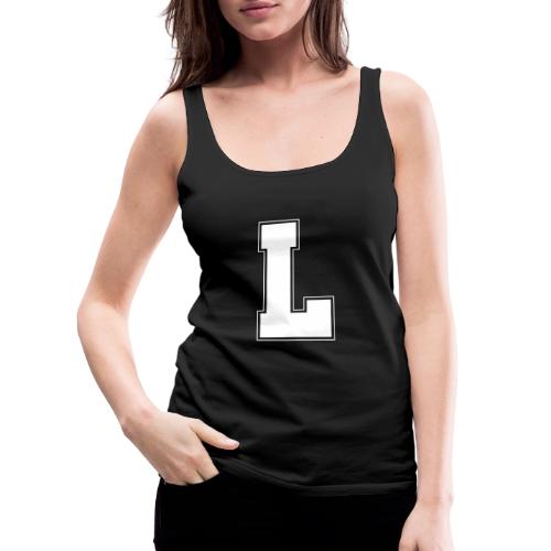 White Letter L – Varsity Alphabet Monogram - Women's Premium Tank Top