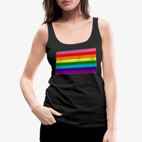 Distressed Original LGBT Gay Pride Flag - Women's Premium Tank Top