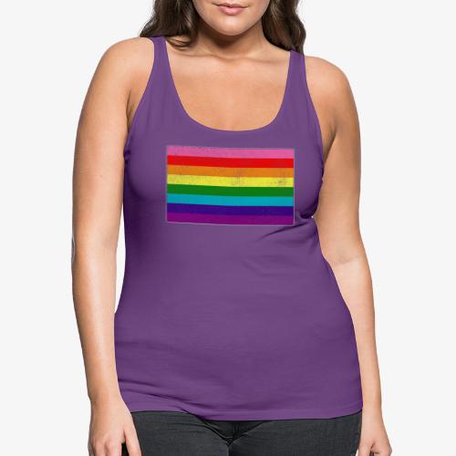 Distressed Original LGBT Gay Pride Flag - Women's Premium Tank Top