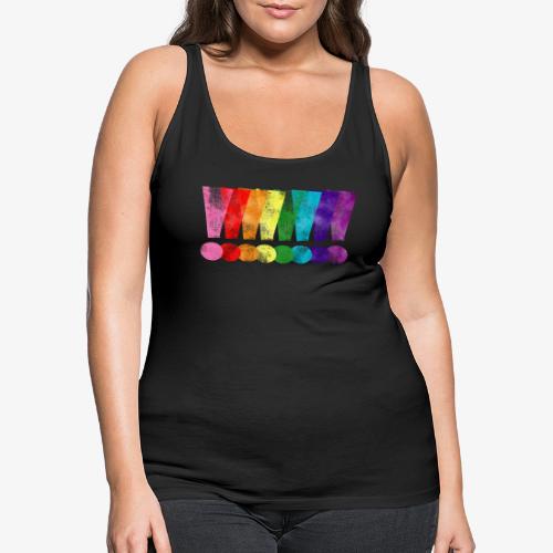 Distressed Gilbert Baker LGBT Pride Exclamation - Women's Premium Tank Top