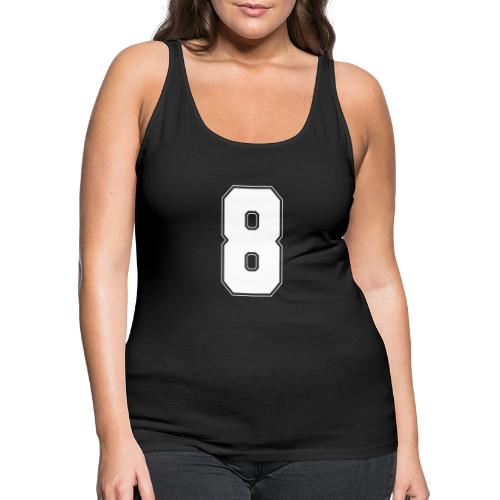 White Number 8 – Varsity Font - Women's Premium Tank Top