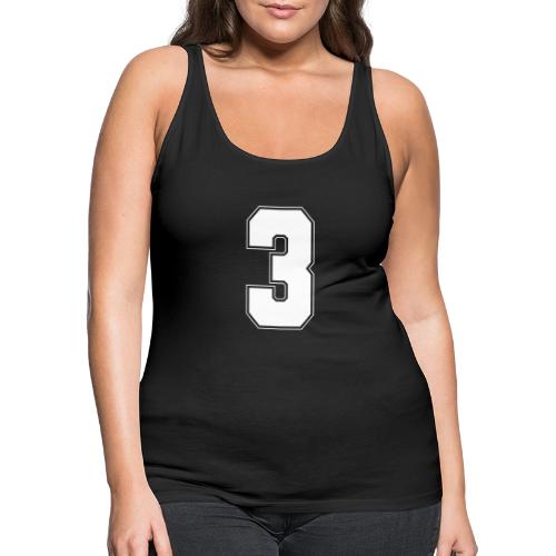 White Number 3 – Varsity Font - Women's Premium Tank Top