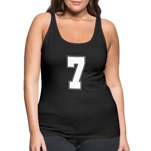 White Number 7 – Varsity Font - Women's Premium Tank Top
